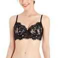 thumbnail image 1 of Bra for Women No Underwire Bra Thin Cup Comfortable Lace Underwear V-Neck Pullover Bra Feature Hook and Eye Closure Demi & Balconette Bra Style Y-498 , Coffee L, 1 of 2