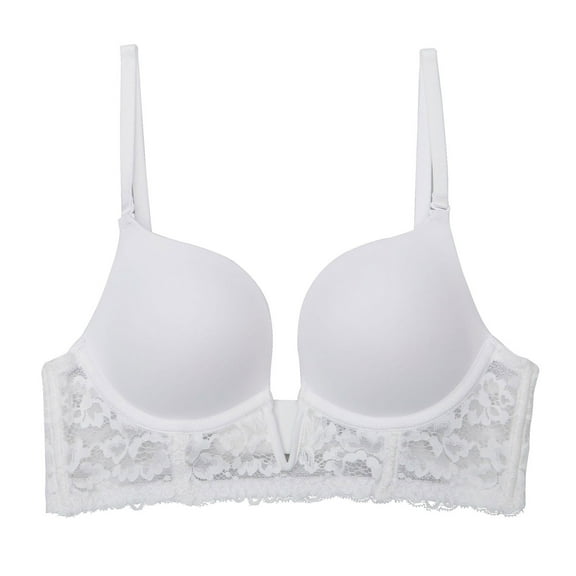 Bra for Backless Dresses Women Seamless Bra Feature V-Neck Full-Figure Bra Style W-774 Hook and Eye Closure No Wire Bras White L