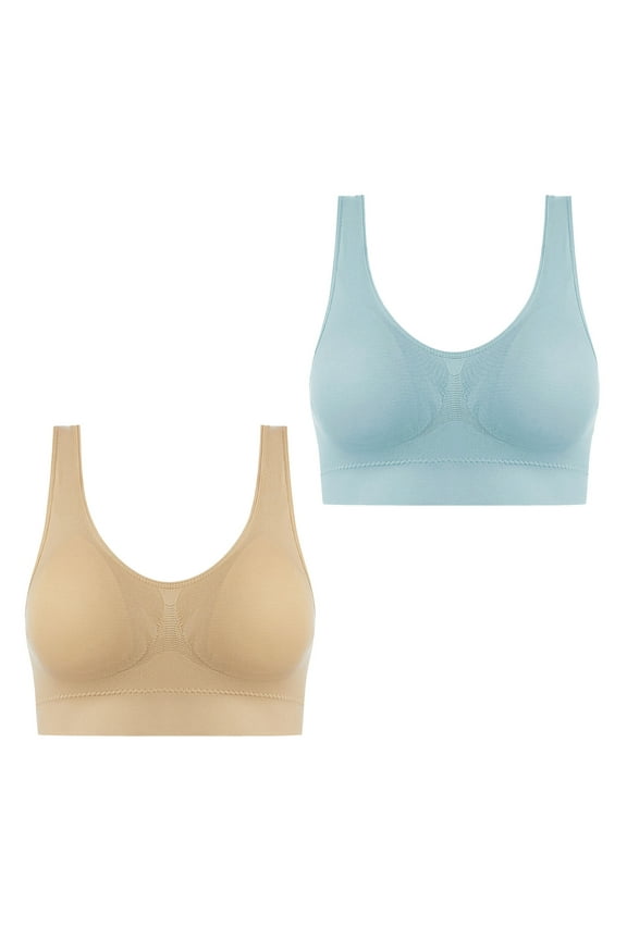 Bralette Bra Women No Underwire Bra Feature V-Neck No Underwire Bra Style W-1777 Blue-a S