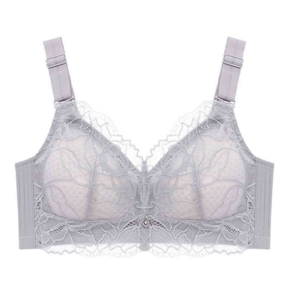 Bralettes for Women Seamless Bra Feature V-Neck Full-Figure Bra Style W-1588 Gray L