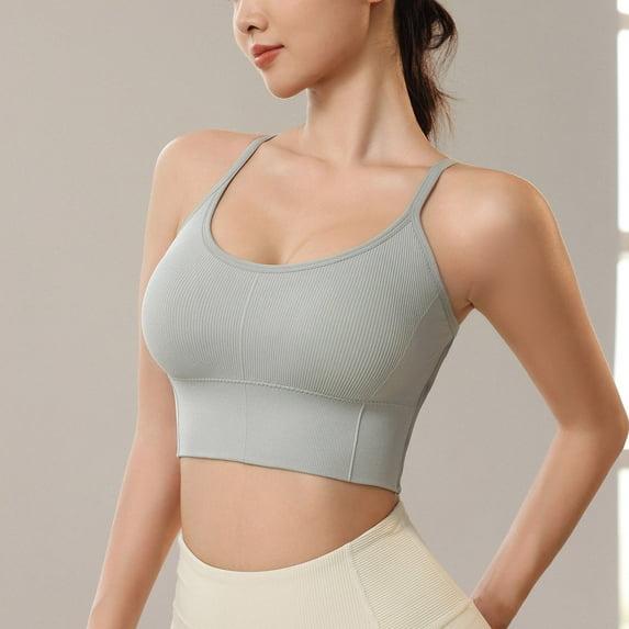 Bras for Older Women Padded Bra Feature V-Neck Wire-Free Bra Style W-731 Gray L