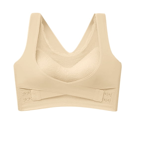 Bras for Older Women Seamless Bra Feature V-Neck Full-Figure Bra Style W-938 Khaki XXL
