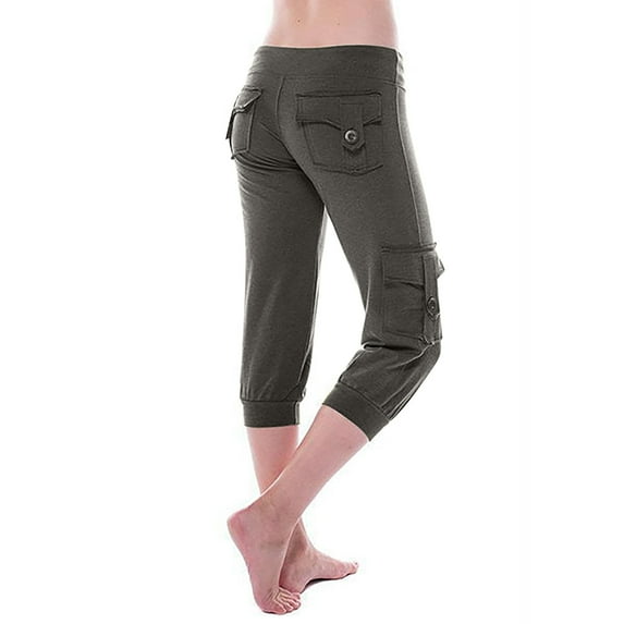 Mallwal Capris Joggers Womens Cropped Flare Pant Leg Cut Juniors Size Polyester Casual Capris Ladies Capris Pants Style C-34 Dark Gray XS