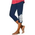 thumbnail image 1 of Casual Capris Pants for Women Cropped Flare Pant Leg Cut Women Size Polyester Cropped Pants Ladies Casual Capris Pants Style C-162 Navy M, 1 of 1