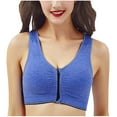 thumbnail image 1 of Comfort Bras Women Zipper Shockproof Gathers No Underwire Running Bralettes Underwear Sports Bra V-Neck Full-Coverage Bra Feature Hook and Eye Closure Push-up Bra Style Y-191 , Dark Blue S, 1 of 3