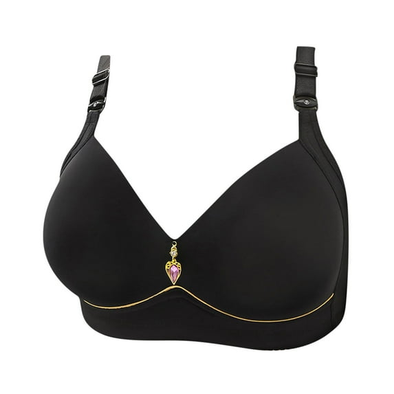 Comfortable Push up Bras for Women Seamless Bra Feature V-Neck Padded Bra Style W-1151 Hook and Eye Closure Bras No Wire Black 3XL
