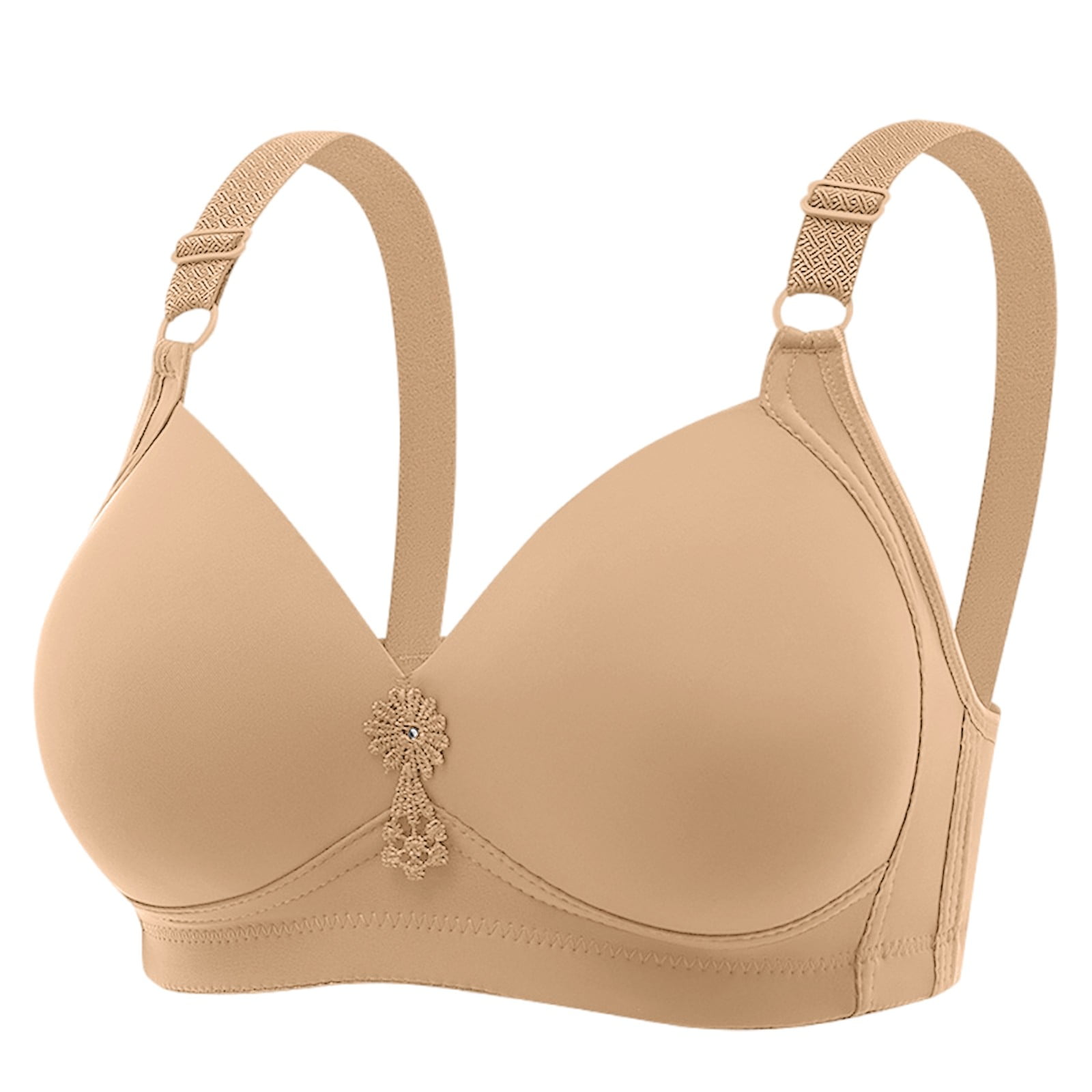 Mallwal Comfy Bra Women Convertible Bra Feature V-Neck Strapless Bra Style W-252 Khaki 85