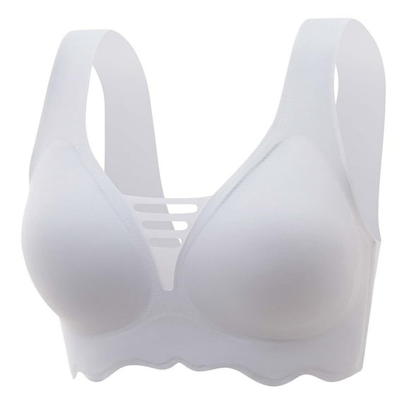 Comfy Bra Women No Underwire Bra Feature V-Neck Sport Bra Style W-1315 Blue XXL