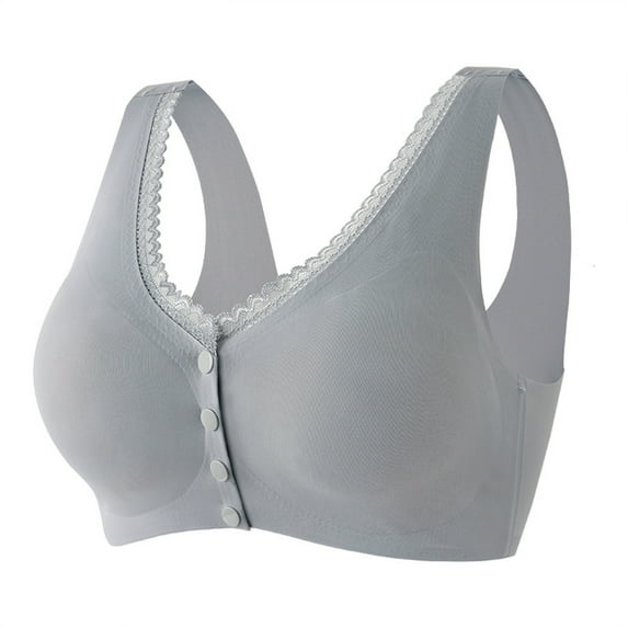 Comfy Bralettes for Women Pullover Bra Feature V-Neck Training Bra Style W-1105 Gray XL
