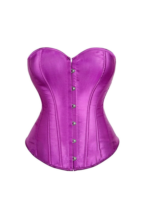 Corset Tops for Women, Women's Sleeveless Bustier Corset Tops, Plus Size Satin Shapewear Waist Cinchers, Solid Waist Corsets Trainer Hook and Eye Closure Overbust Bustiers Purples