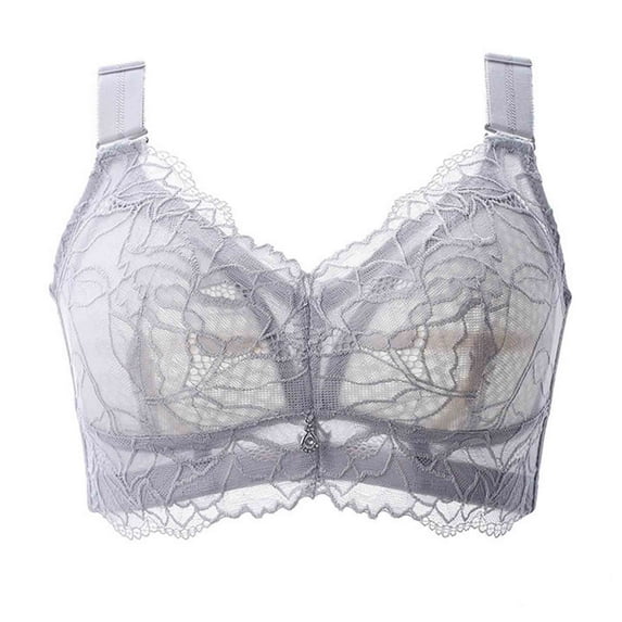 Cotton Bra Women Lightly Lined Bra Feature V-Neck Training Bra Style W-1589 Gray 34B