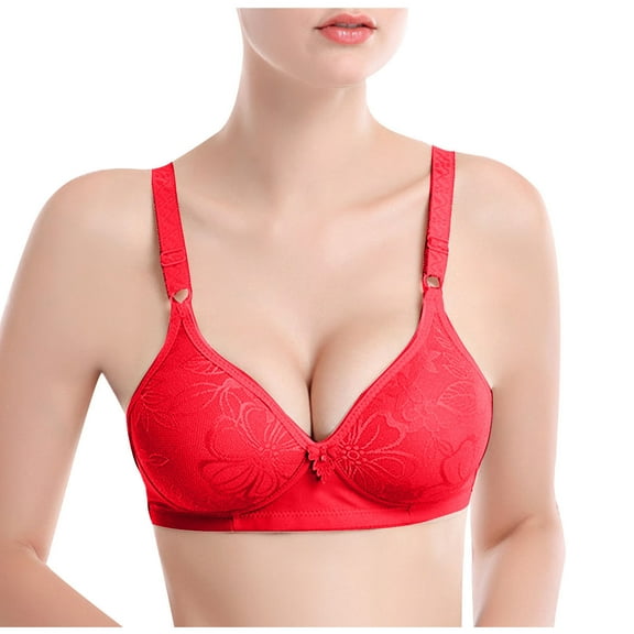 Cotton Bralettes for Women Convertible Bra Feature V-Neck Training Bra Style W-46 Red M