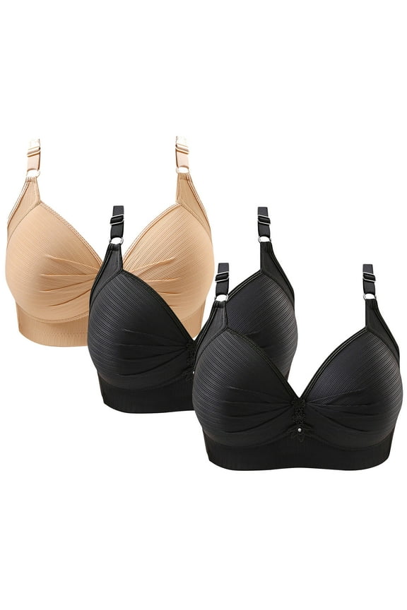 Cotton Bralettes for Women Lightly Lined Bra Feature V-Neck Push-up Bra Style W-250 Beige S