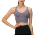 thumbnail image 1 of Cotton Bras for Women Yoga Bras Solid Sleeveless Cold Shoulder Casual Tanks Blouse Tops V-Neck Seamless Bra Feature Hook and Eye Closure Push-up Bra Style Y-542 , Purple XXL, 1 of 5