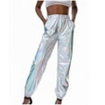 thumbnail image 1 of Cotton Shorts for Woman Women's Loose Pockets, Elastic Waist, Shiny Party Style Pants Outdoor Activity Polyester Pleated Shorts Style S-11 White, 1 of 2