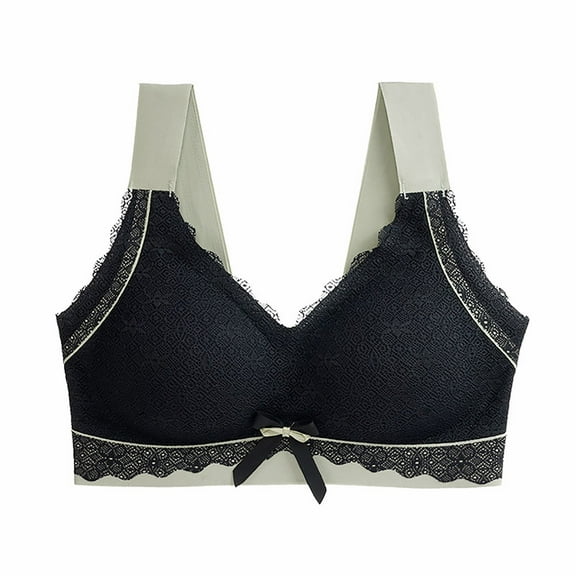 Cotton Wireless Bras for Women Bra Ultra-Thin Cup No Underwire Push up Sleep Bra V-Neck Padded Bra Feature Hook and Eye Closure Training Bra Style Y-418 , Black XXL