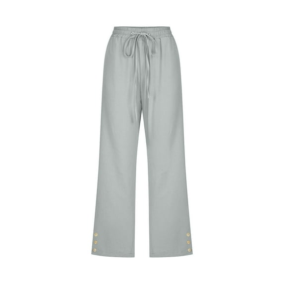 Cropped Pants Women Straight-Leg Pant Leg Cut Women's Plus Size Polyester Linen Capris Ladies Summer Capris Pants Style C-73 Green-2 L