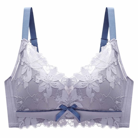 Cute Bralettes for Women Ladies Comfortable Breathable No Underwire Lace Push up Bra Underwear V-Neck No Underwire Bra Feature Hook and Eye Closure Demi & Balconette Bra Style Y-600 , Purple S