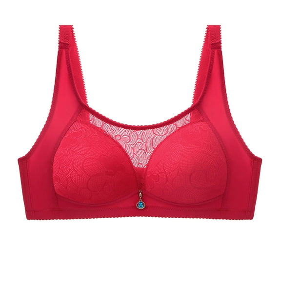 Cute Bralettes for Women Padded Bra Feature V-Neck Wire-Free Bra Style W-1125 Red XXL