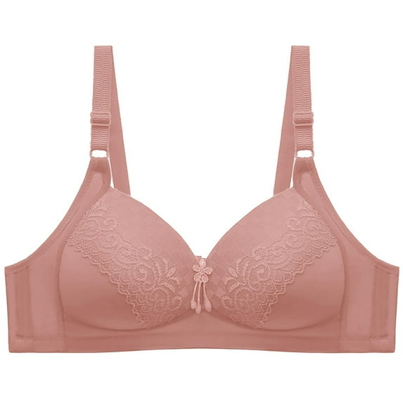 Cute Bras for Women Solid Color Comfortable Hollow Out Sports Bra Underwear No Underwire V-Neck Full-Coverage Bra Feature Hook and Eye Closure Nursing Bra Style Y-147 , Pink-b XXL