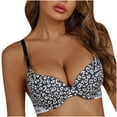 thumbnail image 1 of Cute Sports Bras for Women Leopard Print Bra with Steel and Comfortable Underwear Lingerie V-Neck Lightly Lined Bra Feature Hook and Eye Closure Push-up Bra Style Y-195 , Black M, 1 of 7