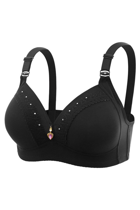 Front Closure Bras Women Woman Sports Bra Without Underwire Everyday Bras Vest Lingerie Underwear V-Neck Full-Coverage Bra Feature Hook and Eye Closure Padded Bra Style Y-302 , Black XL