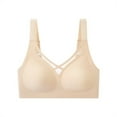 thumbnail image 1 of Front Closure Sports Bras for Women Back-Smoothing Bra Feature V-Neck Training Bra Style W-1099 Hook and Eye Closure V Neck Bralettes Beige 3XL, 1 of 2