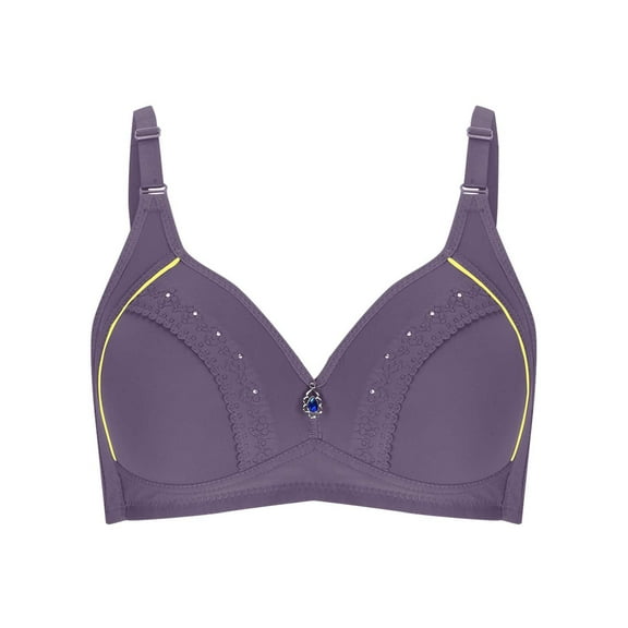 Full-Coverage Underwire Bra Women Back-Smoothing Bra Feature V-Neck Soft Bra Style W-696 Hook and Eye Closure Full Figure Bras Purple 36
