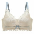 thumbnail image 1 of Full Figure Bras for Women Ladies Comfortable Breathable No Underwire Lace Push up Bra Underwear V-Neck Lightly Lined Bra Feature Hook and Eye Closure Wire-Free Bra Style Y-600 , Beige XL, 1 of 8