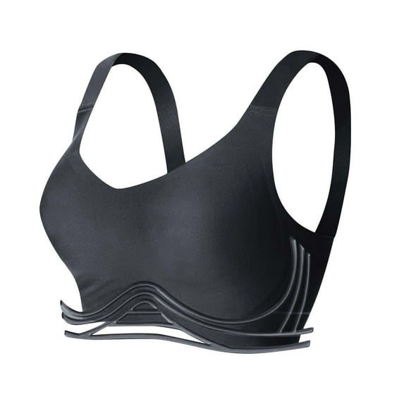 Mallwal High Impact Sports Bras Women Pullover Bra Feature V-Neck Longline Bra Style W-503 Black L