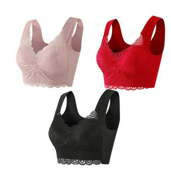 High Impact Sports Bras for Women No Underwire Bra Feature V-Neck Push-up Bra Style W-401 Hook and Eye Closure Sport Bras Plus Size Black XL