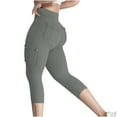 thumbnail image 1 of High Waisted Capris Leggings Women Cargo Capris with Pockets Casual Summer Polyester Cropped Pant Butt Lifting Skinny Capris Pants Gray l, 1 of 9