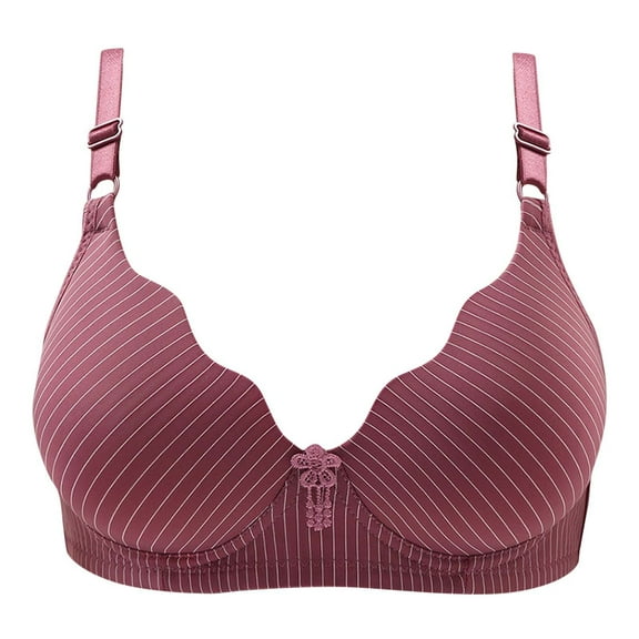 Lace Bras Women Comfortable Breathable Bra Underwear No Underwire V-Neck No Underwire Bra Feature Hook and Eye Closure Training Bra Style Y-390 , Pink-b M