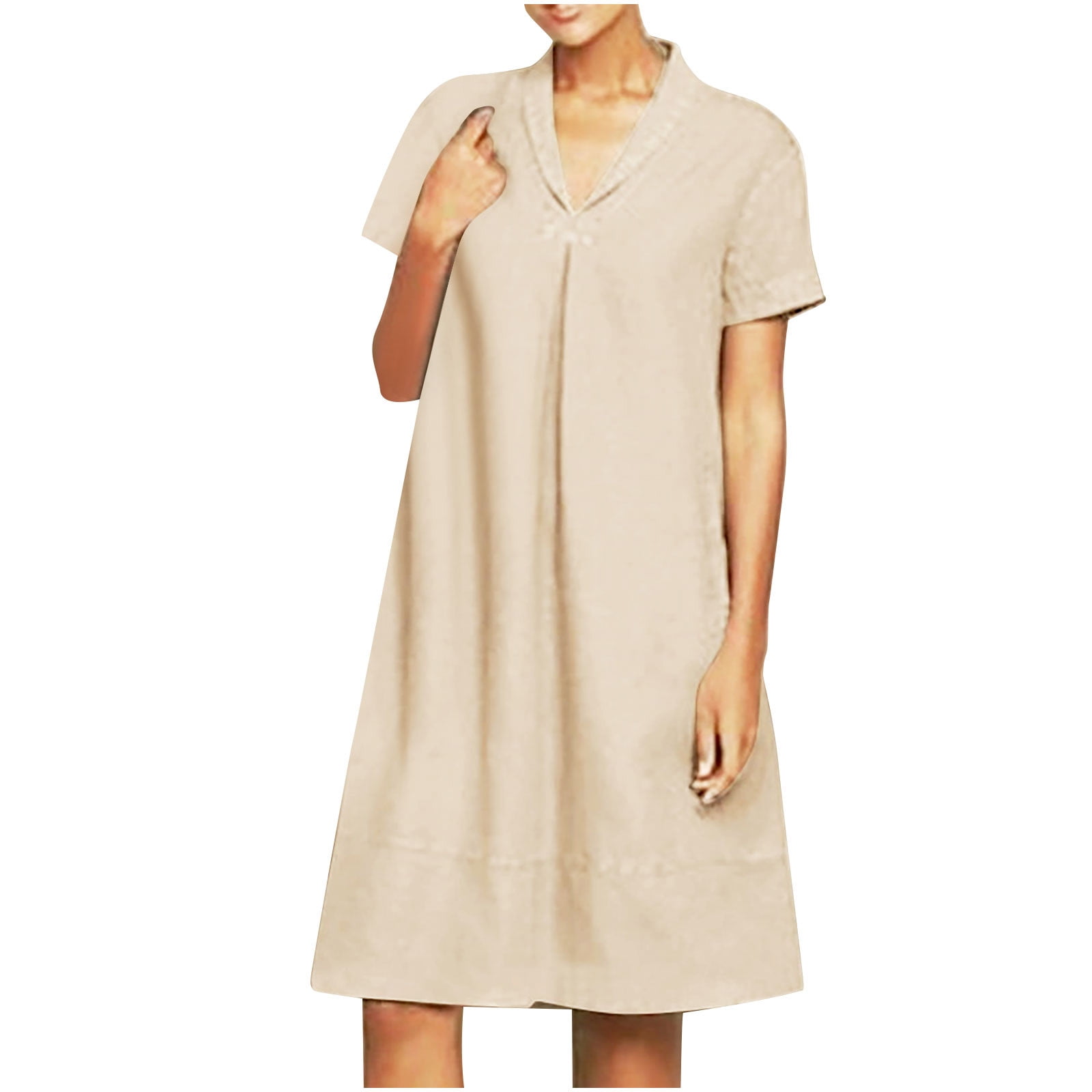 Midi Dresses for Women Summer Casual Turndown Collar Solid Short