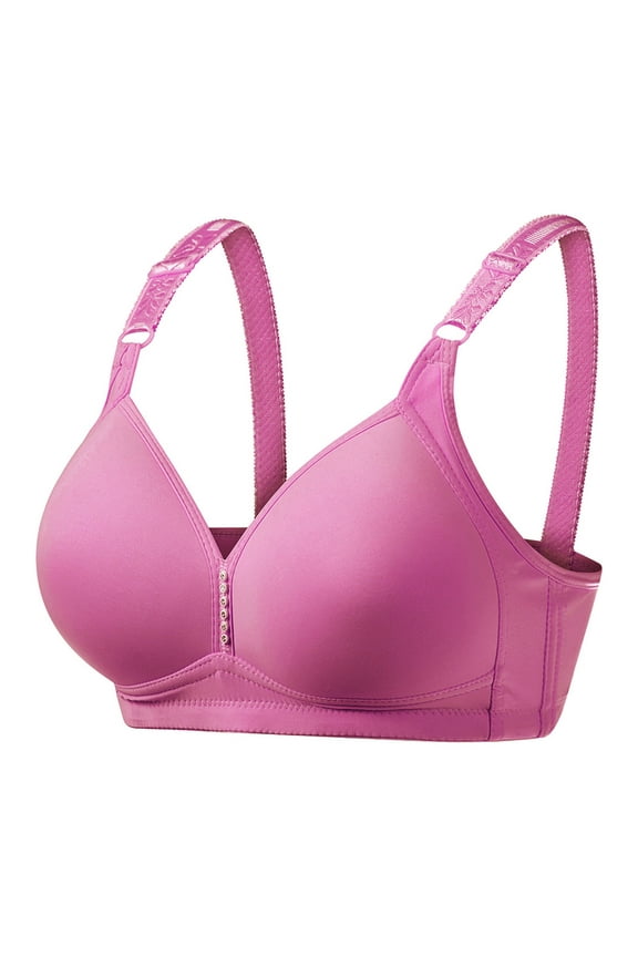 Padded Bras for Women No Underwire Fashion Plus Size Bra Comfortable Breathable Underwear V-Neck Back-Smoothing Bra Feature Hook and Eye Closure Training Bra Style Y-438 , Red XXL