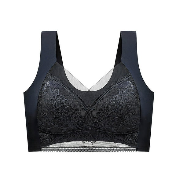 Padded Sports Bra Women Pullover Bra Feature V-Neck Soft Bra Style W-358 Black XL