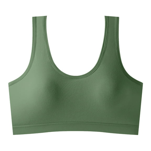 Plus Size Bras Women Lightly Lined Bra Feature V-Neck Wire-Free Bra Style W-1936 Green M