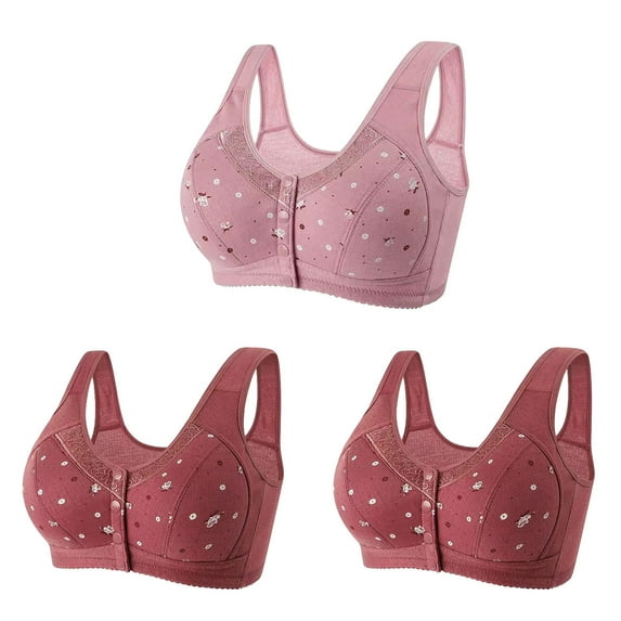 Plus Size Bras for Women Full Coverage Back-Smoothing Bra Feature V-Neck T-Shirt Bra Style W-663 Hook and Eye Closure Soft Bra Pinks-a L