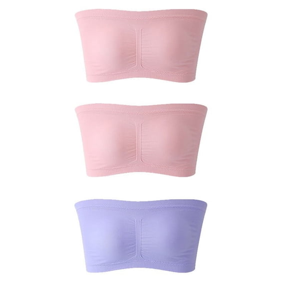 Mallwal Plus Size Bras for Women Full Coverage Seamless Bra Feature V-Neck Strapless Bra Style W-1909 Hook and Eye Closure Corset Bra Purple L