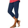 thumbnail image 1 of Plus Size Capris for Women Straight-Leg Pant Leg Cut Big & Tall Size Polyester Woman Capris Pants Capris Pants Style C-160 Navy M, 1 of 1
