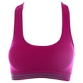 thumbnail image 1 of Push Up Bra Women Seamless Stretch Sport Bra Padded Bralettes Tank Tops Workout Gym Yoga Vest V-Neck No Underwire Bra Feature Hook and Eye Closure Molded Bra Style Y-459 , Pink-b M, 1 of 8