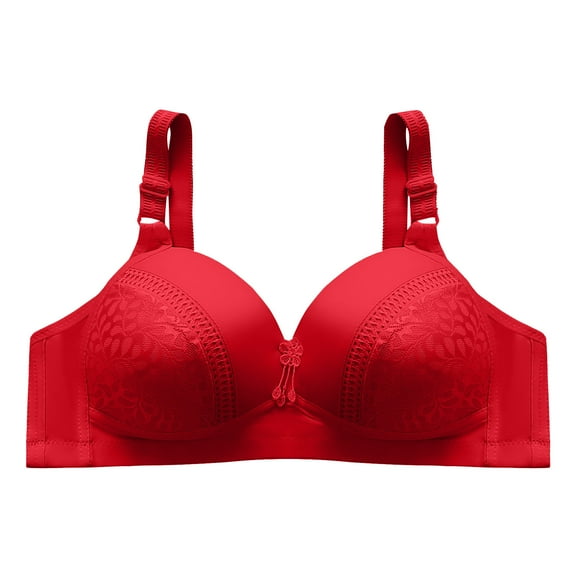 Push Up Bras for Women No Underwire Solid Color Comfortable Hollow Out Sports Bra Underwear No Underwire V-Neck Pullover Bra Feature Hook and Eye Closure Longline Bra Style Y-164 , Red 3XL