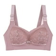 thumbnail image 1 of Push Up Bras Women Plus Size Comfortable Breathable Bra Underwear No Underwire V-Neck Full-Coverage Bra Feature Hook and Eye Closure Nursing Bra Style Y-396 , Purple L, 1 of 2
