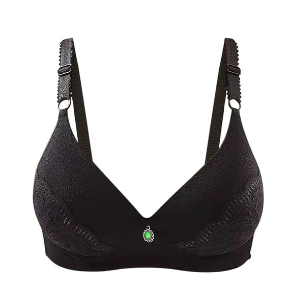 Push up Bras for Women No Underwire No Underwire Bra Feature V-Neck Molded Bra Style W-1878 Hook and Eye Closure Bra No Underwire Black M