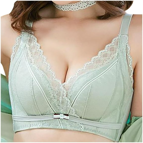 Push up Sports Bra Women Pullover Bra Feature V-Neck Training Bra Style W-1439 Green L