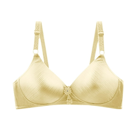 Push up Sports Bra Women Seamless Bra Feature V-Neck T-Shirt Bra Style W-811 Yellow M