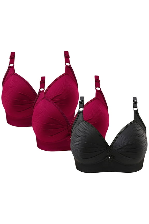 Seamless Bra Women No Underwire Bra Feature V-Neck Balconette Bra Style W-250 Wine M