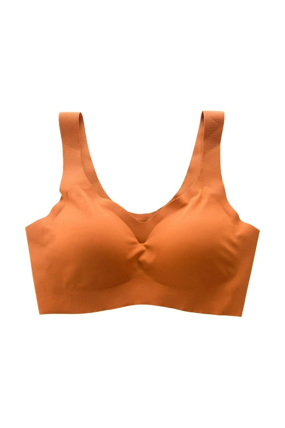 Seamless Bra Women Padded Bra Feature V-Neck T-Shirt Bra Style W-928 Orange L