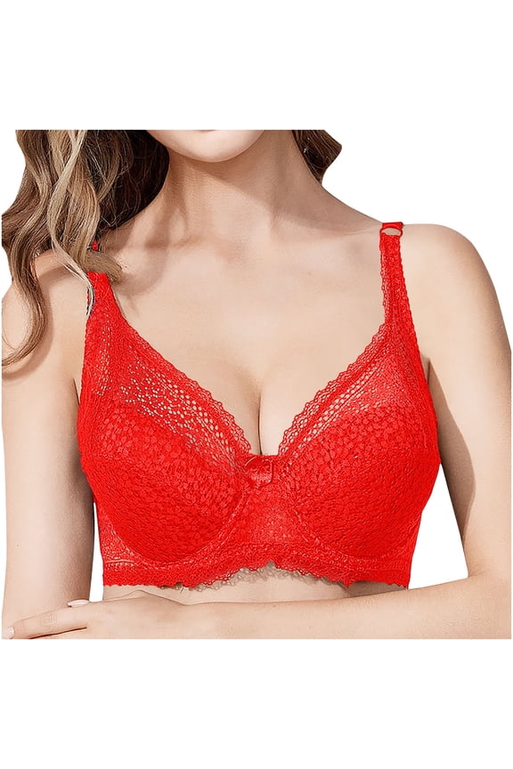 Seamless Bras Women Full-Coverage Bra Feature V-Neck Molded Bra Style W-430 Red 80