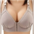 thumbnail image 1 of Seamless Sports Bra Women Plus Size Solid Color Steel Buckle Underwear V-Neck Convertible Bra Feature Hook and Eye Closure Push-up Bra Style Y-514 , Gray XXL, 1 of 7